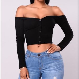FASHION NOVA BLACK OFF THE SHOULDER TOP